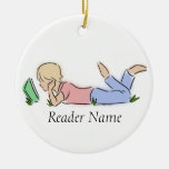 Reader in Grass (Custom Name) Christmas Ornament