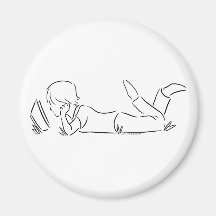 Reader in Grass Fridge Magnets