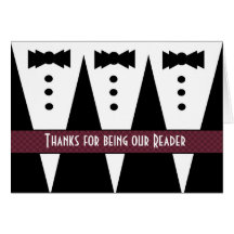 READER Thank You - Three Tuxedos - Customizable Card