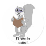 Reading Cartoon Squirrel Sticker
