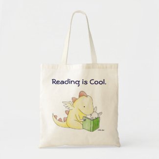 Reading is cool Dragon Bunny Library Book Literacy Budget Tote Bag