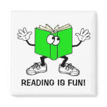 "Reading is Fun!" Fridge Magnet SQUARE