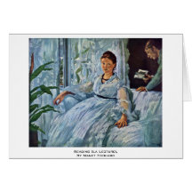 Reading (La Lecture),  By Manet Edouard Greeting Card