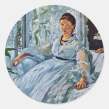 Reading (La Lecture),  By Manet Edouard Round Sticker