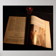 Reading the Bible by Candlelight Print