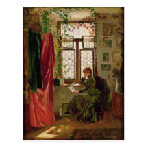 Reading the letter postcard