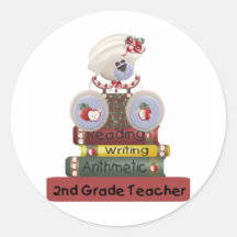 Reading, Writing, Arithmetic 2nd Grade Teacher Round Sticker