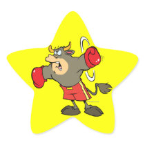 ready to punch bullfighter bull cartoon star sticker