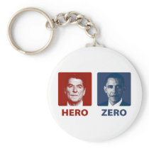 Reagan or Obama? Hero or Zero Key Chain