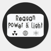 Reagan Power and Light, White Round Sticker