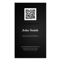 Real Estate Broker - Elegant Black QR Code Business Card Template