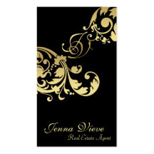 Real Estate Business Card Monogram Black & Gold