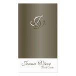 Real Estate Business Card Monogram Pewter & White