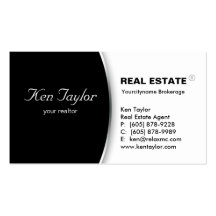 Real Estate Business Card Round Black Silver 2