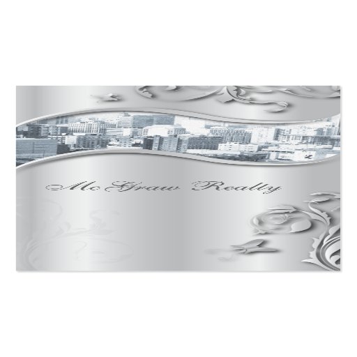 Real Estate Elegant Stylish Business Card Silver