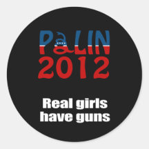 Real girls have guns round sticker