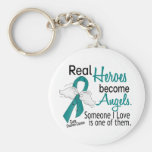 Real Heroes Become Angels Ovarian Cancer Key Chain