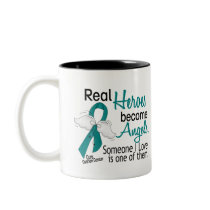 Real Heroes Become Angels Ovarian Cancer Mugs