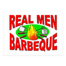 Real Men Barbeque. Funny Design for The BBQ King. Postcard