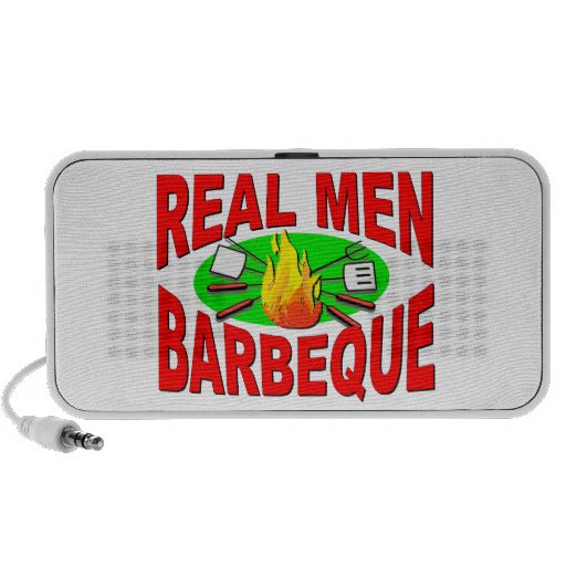 Real Men Barbeque. Funny Design for The BBQ King. iPod Speakers