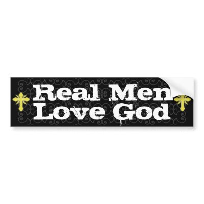 Funny Bumper Stickers on Real Men Love God Christian Bumper Sticker ...