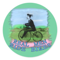 Real Men Ride Bikes Products Round Stickers