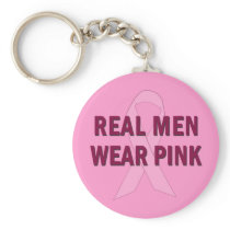 Real Men Wear Pink for Breast Cancer Awareness Keychains