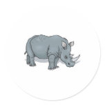 realistic rhinoceros design round sticker