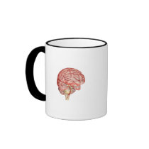 Realitic rendering of the human brain coffee mugs