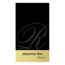 Realtor Business Card Monogram Black & Gold