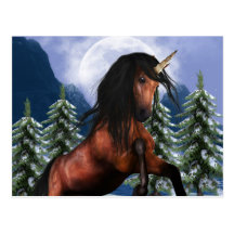 Rearing Chestnut Unicorn Postcard