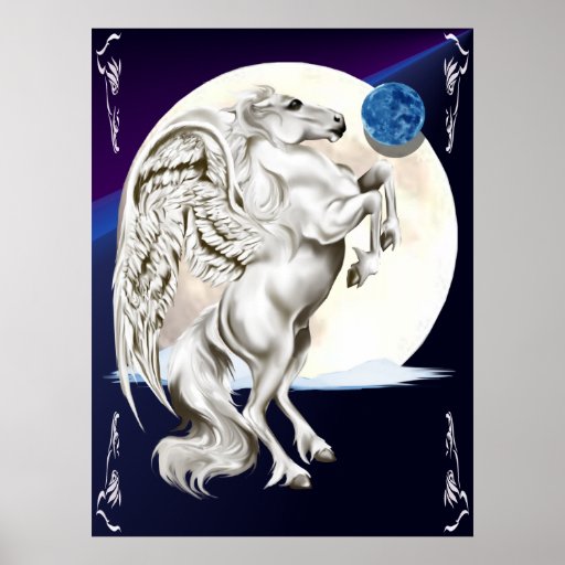 Rearing Pegasus Stallion Poster