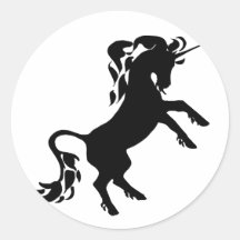Rearing Unicorn Round Stickers