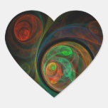 Rebirth Green Abstract Art Heart Sticker