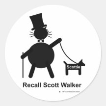 Recall Scott Walker Round Stickers