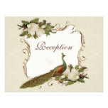 Reception Invite Vintage Peacock & Magnolia Swirl