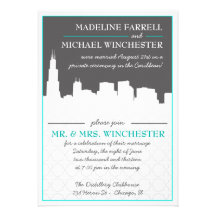 Reception Only Urban Chicago Skyline Wedding Invit Invitations