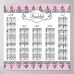 Reception Table Seating Chart Baroque Swirl Silver Poster