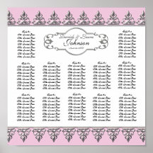 Reception Table Seating Chart Baroque Swirl Silver Print