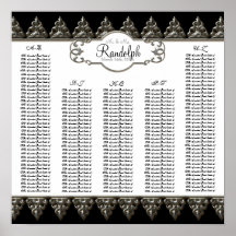 Reception Table Seating Chart Baroque Swirl Silver Print