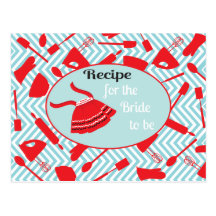 Recipe card for the bride to be post cards