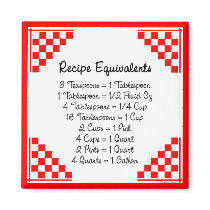 Recipe Equivalents Kitchen Helper Magnet magnets