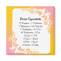Recipe Equivalents Pastel Floral Fridge Magnet magnets