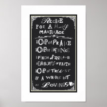 Recipe for a Happy Marriage Ideal Wedding Gift Poster