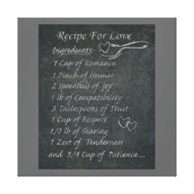 recipe for love picture canvas prints