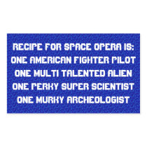 Recipe for space opera rectangular stickers