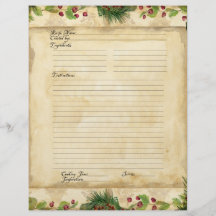 Recipe Page Family Christmas Cookbook Recipe Personalized Flyer