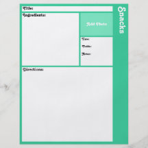 Recipe Page (Light Teal) Personalized Flyer