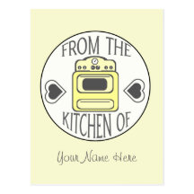 Recipe Postcard - Retro Yellow Stove