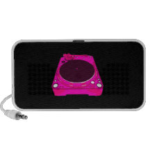 Record Player Pink Colour Graphic Portable Speaker
